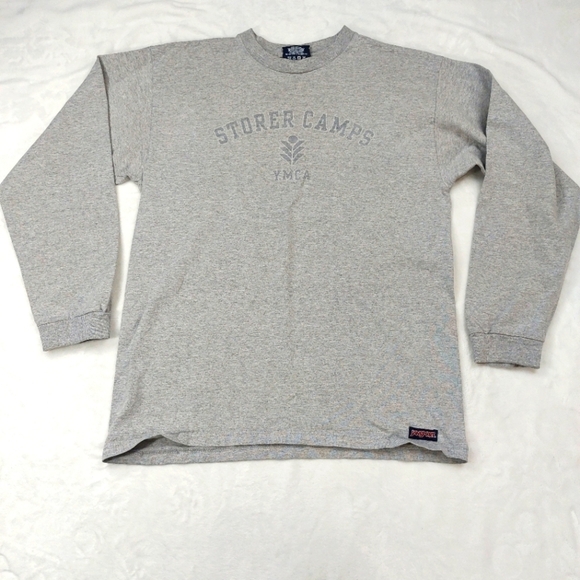 JANSPORT YMCA STORER CAMP MEN'S GRAY LONG SLEEVE 100% COTTON T-SHIRT SIZE M - Picture 1 of 11